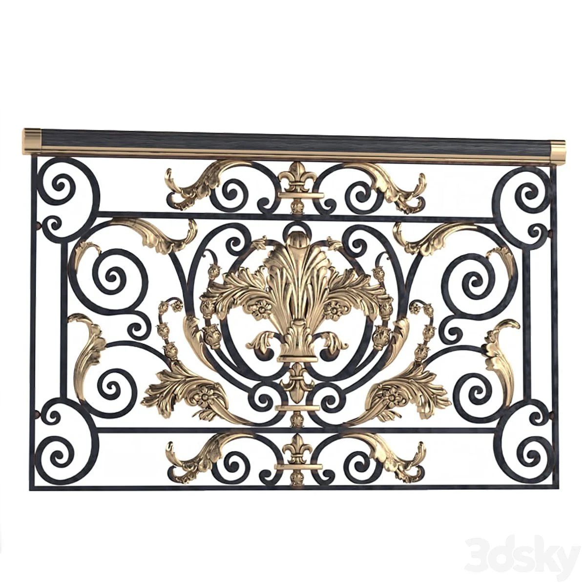 Classic wrought iron enclosure with cast inlays. Classic forged fence